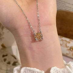 Millennium Rose Cut Paraiba Necklace For Women High Carbon Colorful Diamond Embedded Rose Flower Turquoise Lockbone Chain