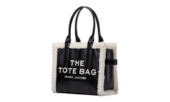 Crinkle Shearling Large Tote Bag BLACK/WHIT H050L01RE21-005