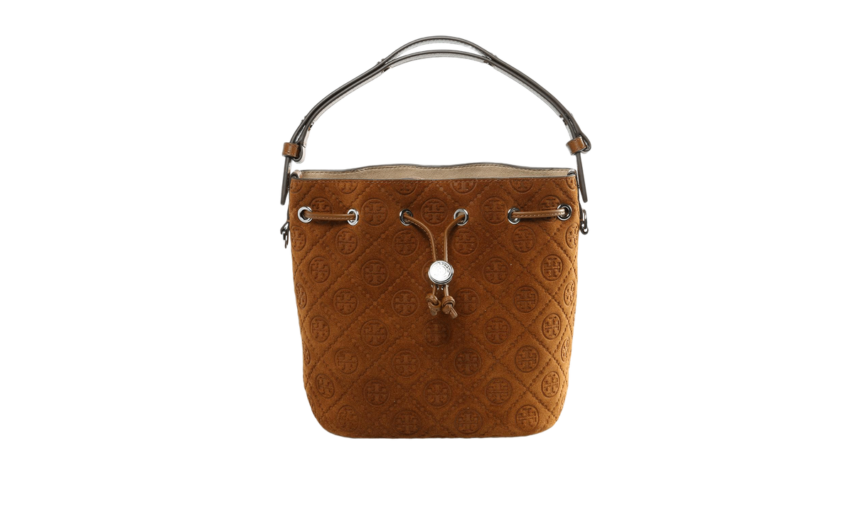 T Monogram Suede Bucket Bag Chicory Brown 178210 200
