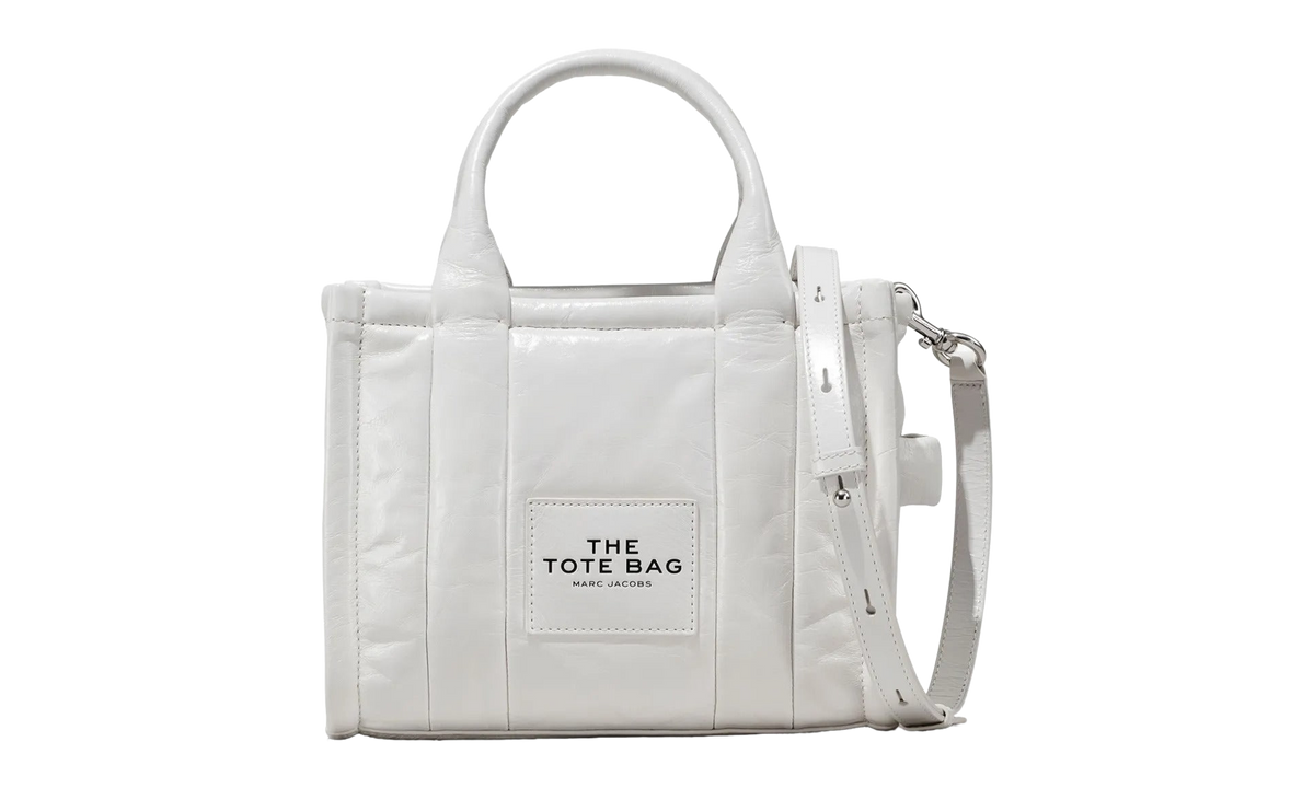 Shiny Crinkle Leather Small Tote Bag WHITE H065L01PF22-100