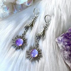 Astrology  Earrings for Women in Silver. Electroplated with Copper Ear Pins. Made of 304 Stainless Steel
