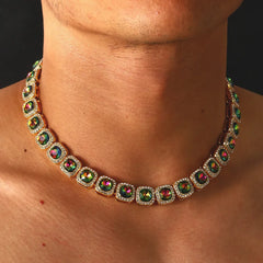 Simple Style Square Alloy Inlay Zircon Men's Choker