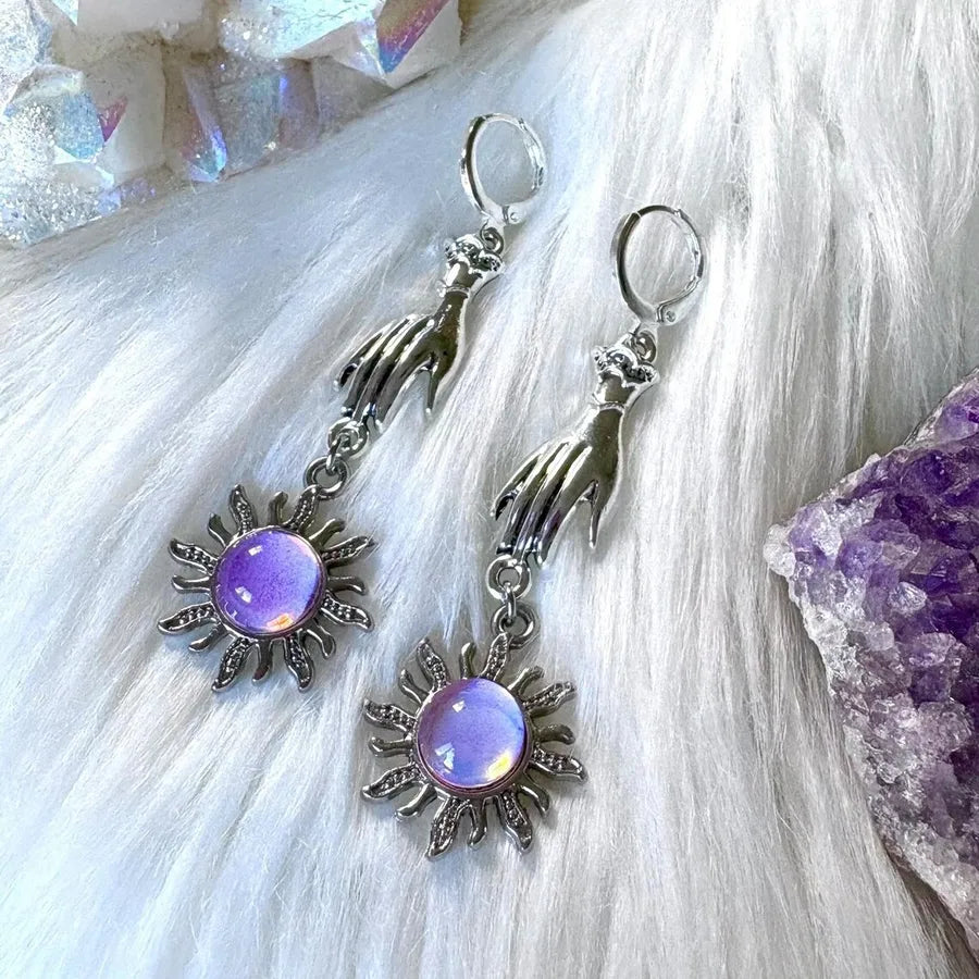 Astrology  Earrings for Women in Silver. Electroplated with Copper Ear Pins. Made of 304 Stainless Steel