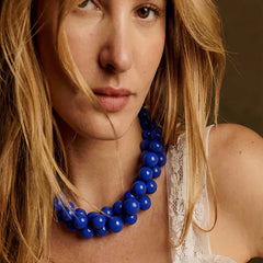 Bohemian Geometric Gold Acrylic Beaded Necklace for Women with Regular Chain