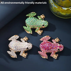 Frog Pin in Green Zinc Alloy Featuring Diamond Craft
