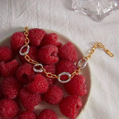 Electroplated Flowers Bracelet for Women in 304 Stainless Steel with 18K Real Gold PVD Coated Handmade Chain