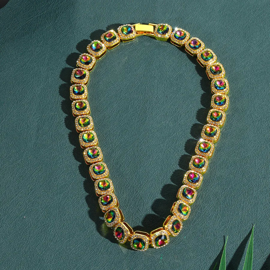 Simple Style Square Alloy Inlay Zircon Men's Choker