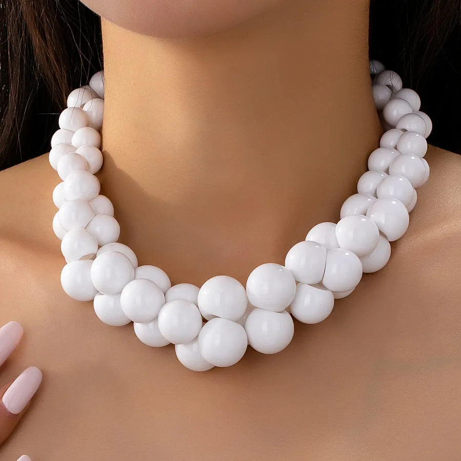 Bohemian Geometric Gold Acrylic Beaded Necklace for Women with Regular Chain