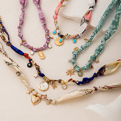 Minimalist Necklace Heart Natural Pearl Eight-Pointed Star Zircon Four-Leaf Clover Multi-Pendant Copper Shell Water Plated Asymmetric Rope Chain Necklace
