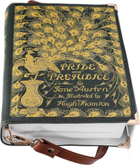 Pride and Prejudice Cross-Body Shoulder Bag Perfect for Book Lovers | Book Purse Clutch | Bookish Gift for Her | Jane Austen Valentine's Day Present. Green. Large