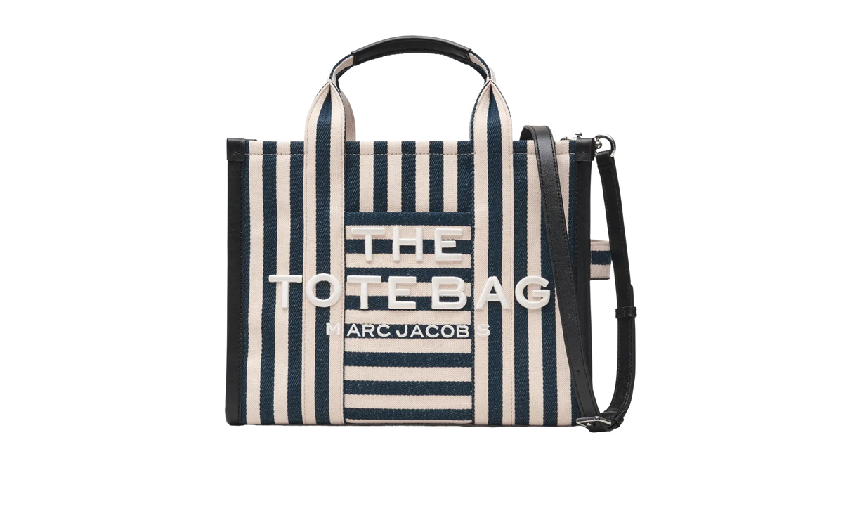 Stripe Canvas Medium Tote Bag Blue Sea Multicolor 2S6HTT021H02 455