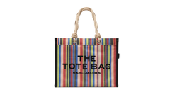 Stripe Mesh Rope Large Tote Bag Red Multicolor 2S6HTT022H02 630