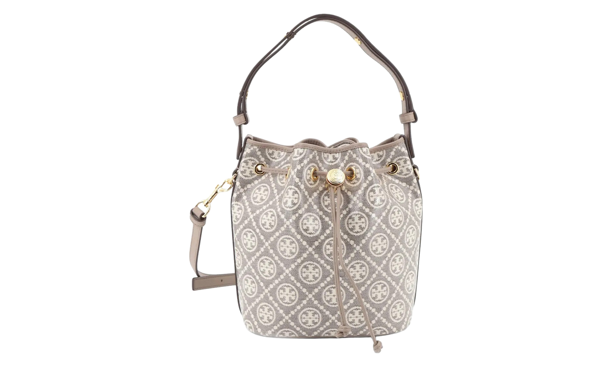 T Monogram Coated Jacquard Bucket Bag Charcoal 182854 200