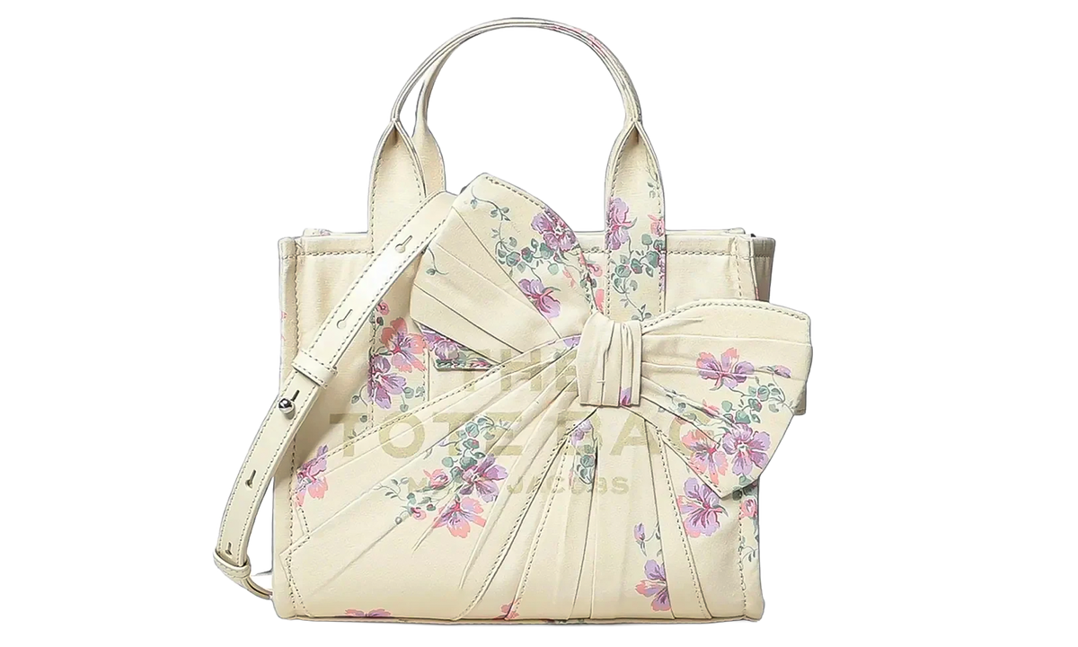 Small The Antique Floral Oversized Bow Canvas Tote Bag Cream / Multicolor 2F6HTT033H02 107