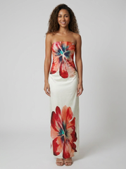 BELLA | FLORAL BUSTIER MAXI DRESS