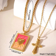 Waterproof Non Tarnish Cross Necklace for Women in 304 Stainless Steel with 18K Real Gold Plated PVD Coated O Chain