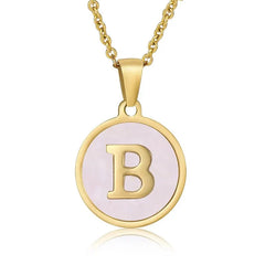Wholesale Jewelry Simple Style Round Letter 304 Stainless Steel Shell 18K Gold Plated Gold Plated Pendant Necklace