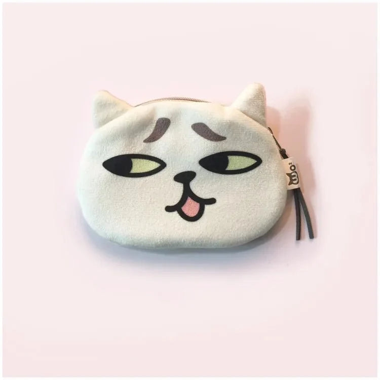 women's cat plush zipper coin purses