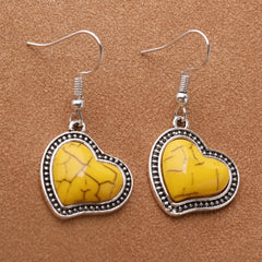 Boho Yellow Heart Earrings