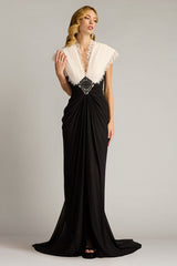 Amelie Lace Trim Chiffon Gown