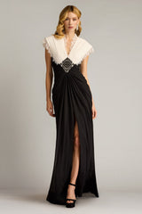 Amelie Lace Trim Chiffon Gown